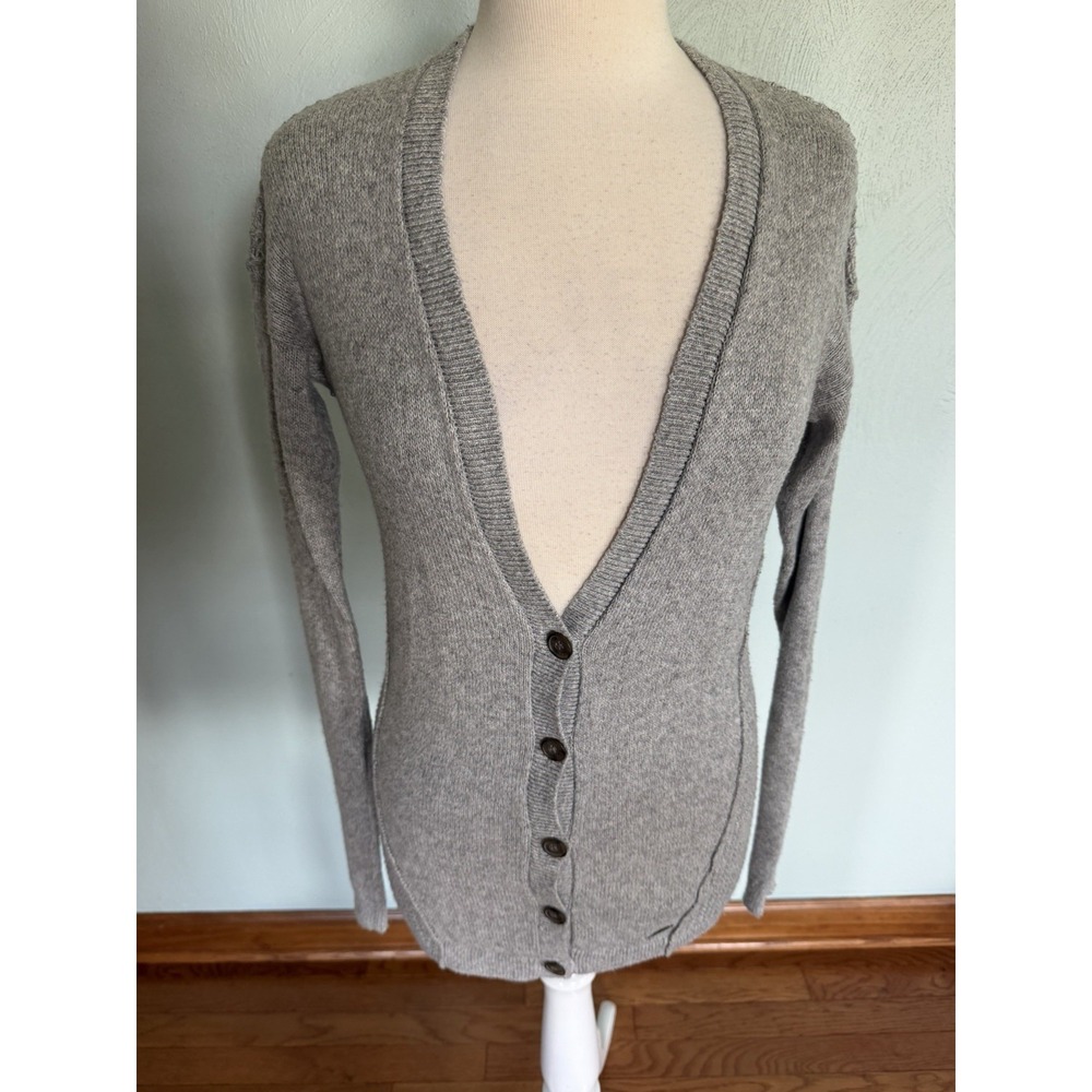 Hollister Heather Grey Button Up Cardigan Sweater Soft Knit Women Size S